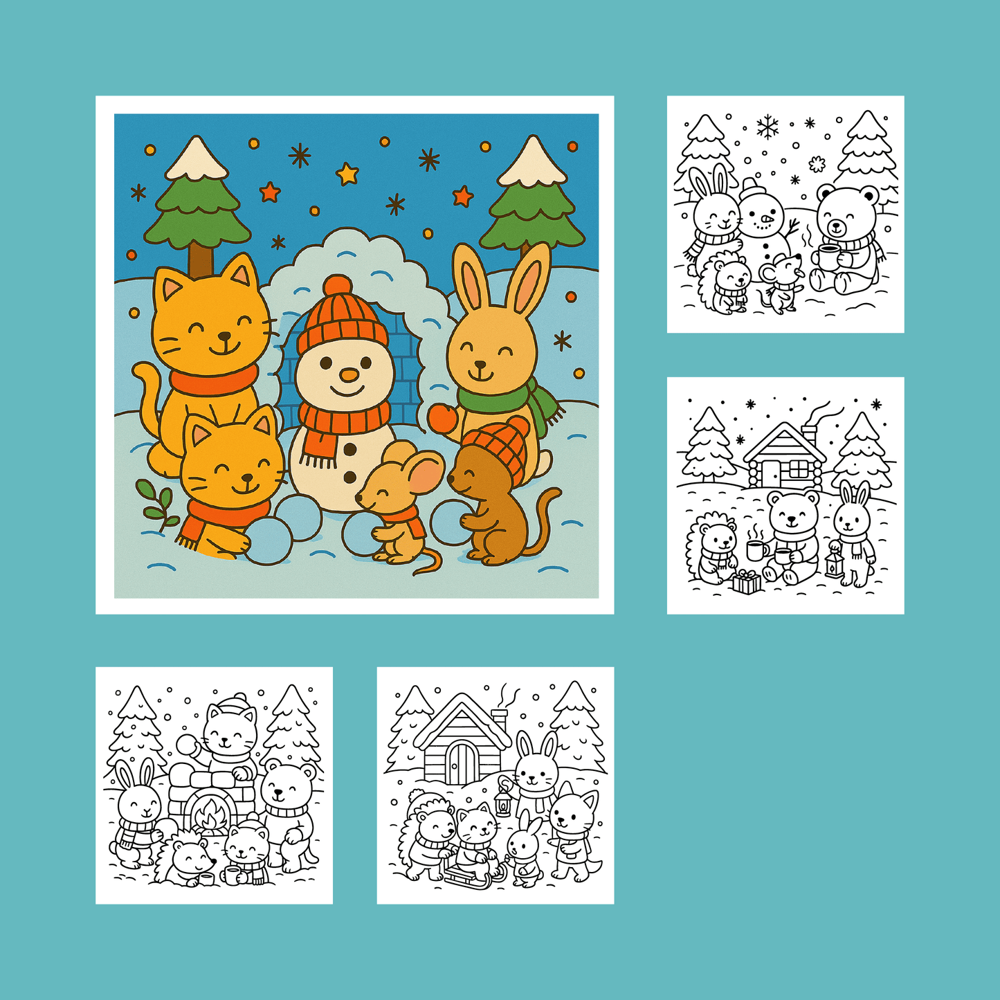 Cozy Winter Snuggle Pals: A Winter Friends Coloring Book