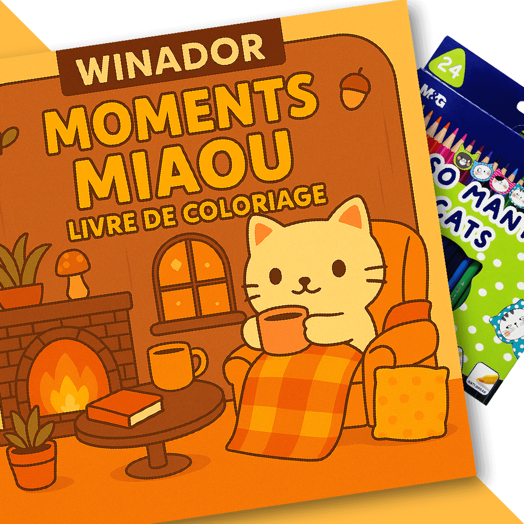 Moments Miaou: Livre de Coloriage Des Amis Chats + 24 Crayons De Coloriage