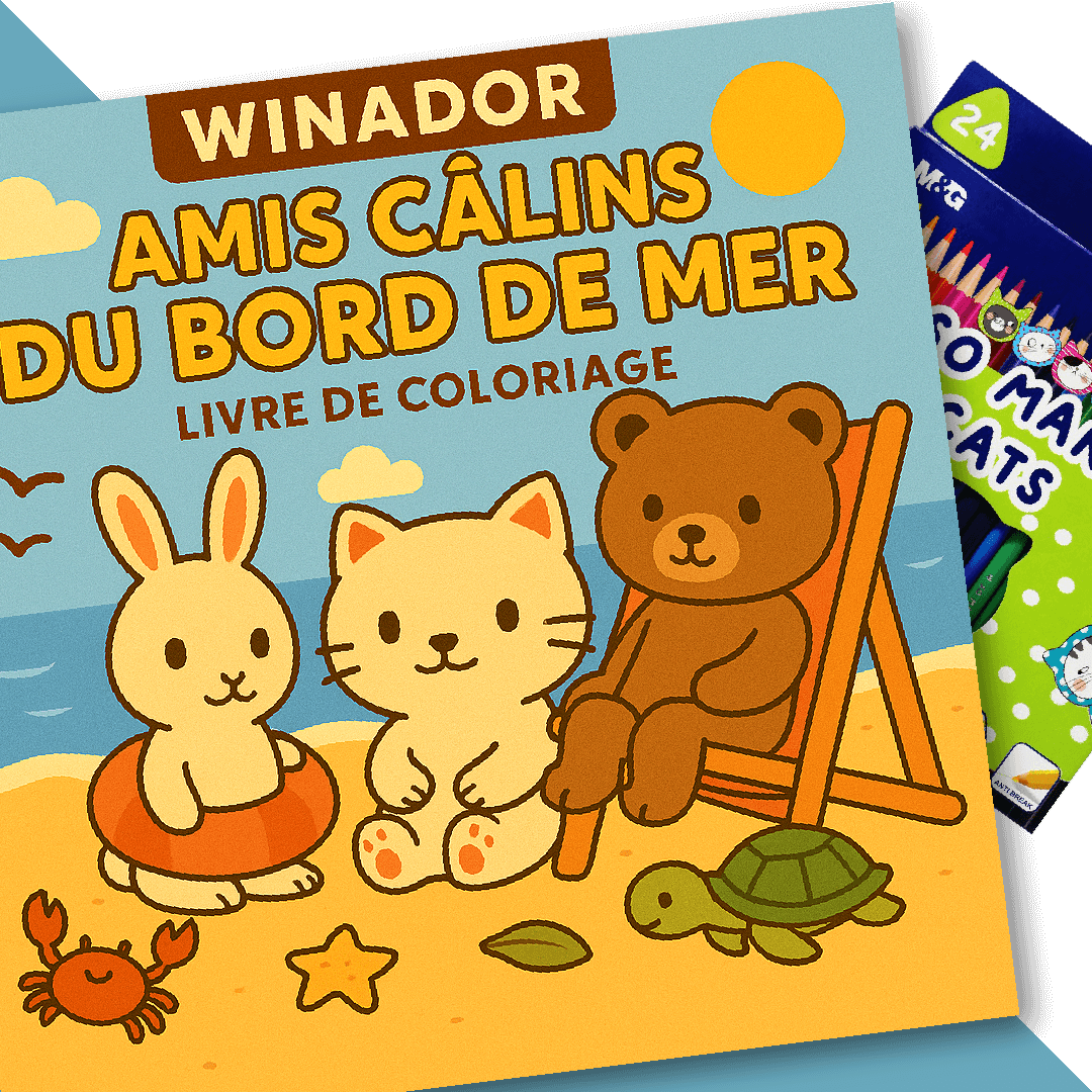 Amis Câlins du Bord de Mer: Livre de coloriage d’été + 24 Crayons De Coloriage