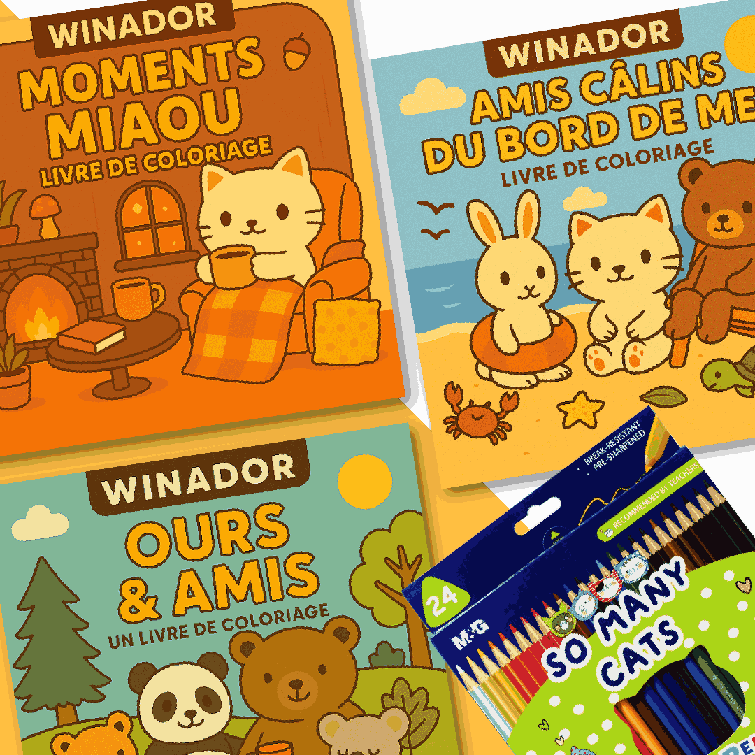 PACK: 3 Livres de Coloriage + 24 Crayons De Coloriage