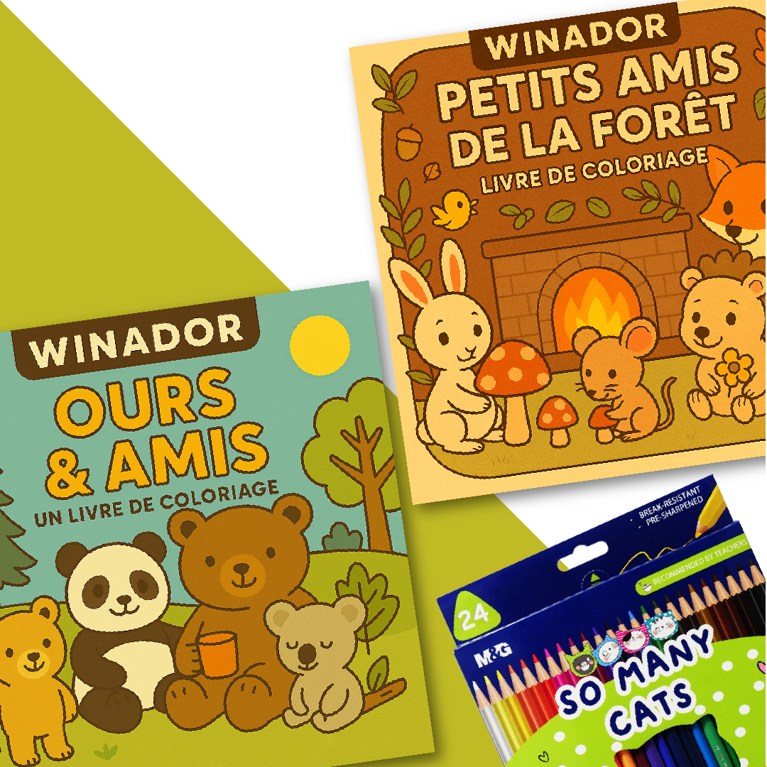 PACK: 2 Livres de Coloriage + 24 Crayons De Coloriage