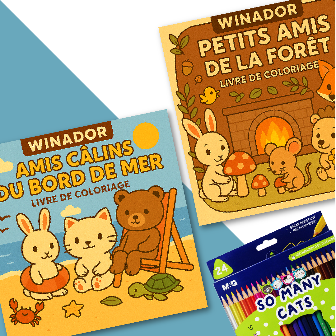 PACK: 2 Livres de Coloriage + 24 Crayons De Coloriage