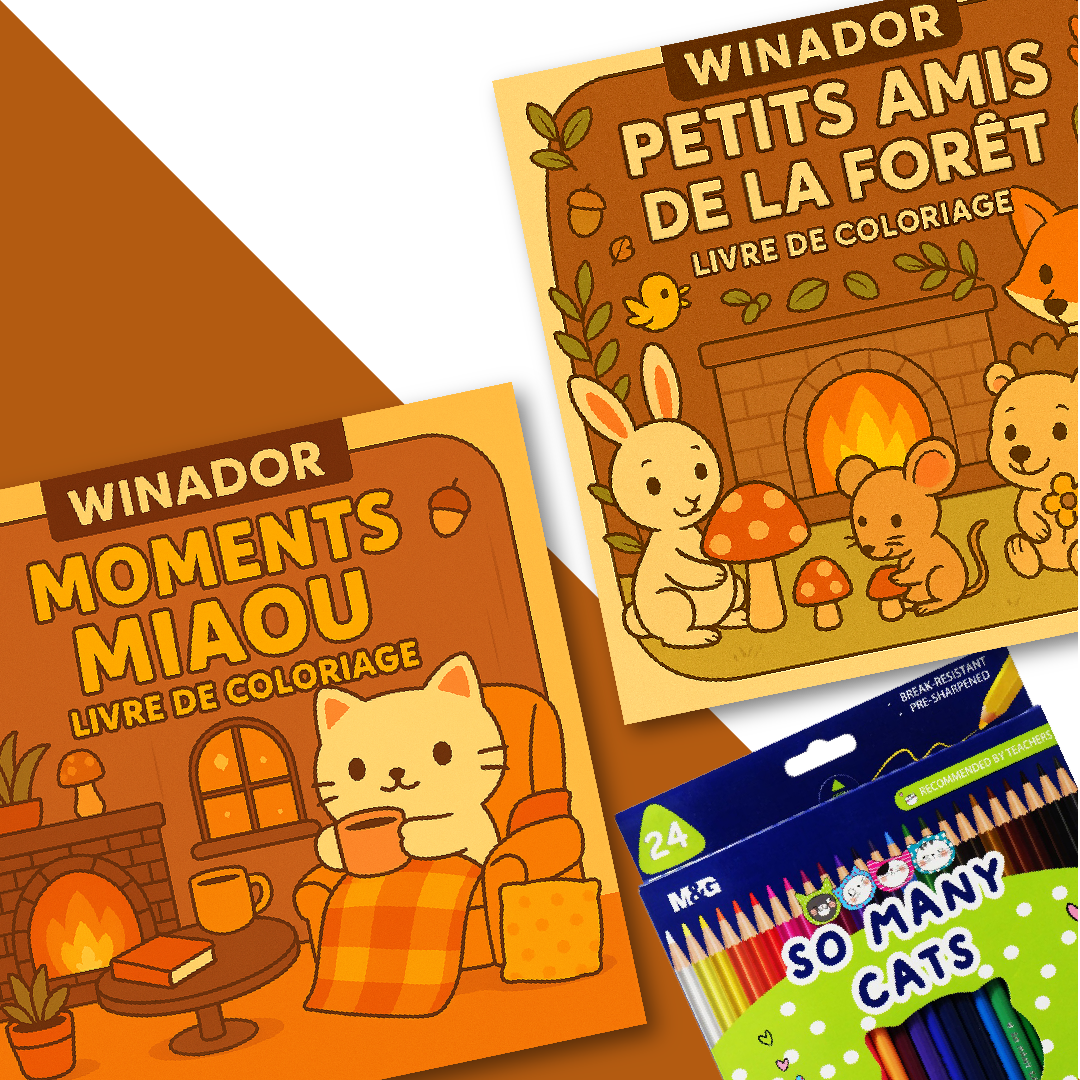 PACK: 2 Livres de Coloriage + 24 Crayons De Coloriage