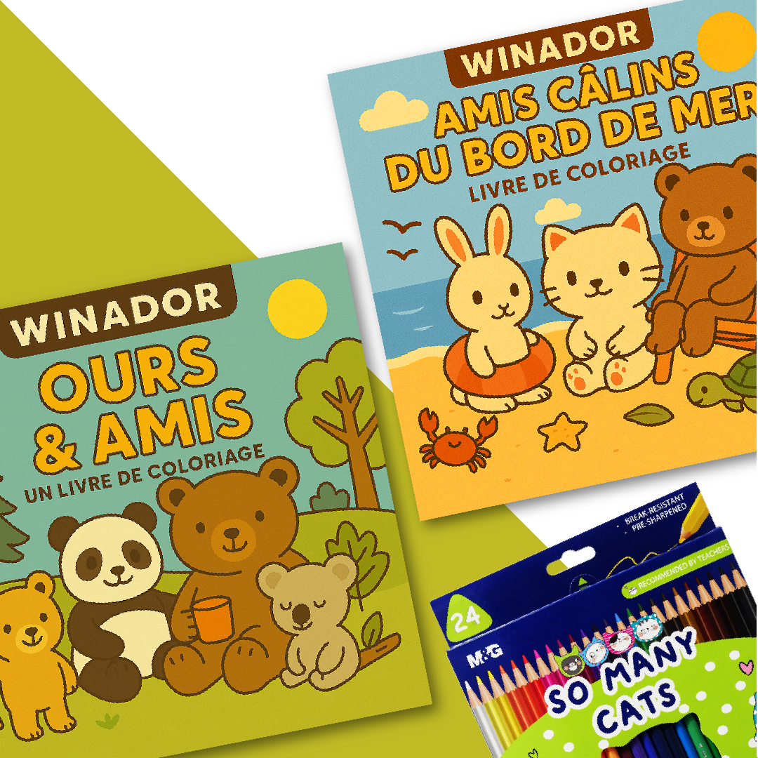 PACK: 2 Livres de Coloriage + 24 Crayons De Coloriage