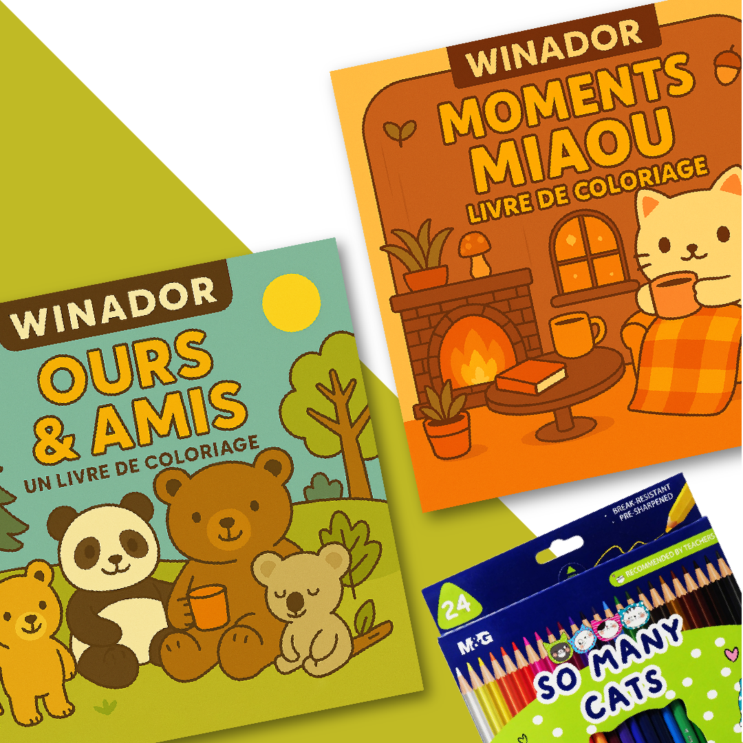 PACK: 2 Livres de Coloriage + 24 Crayons De Coloriage