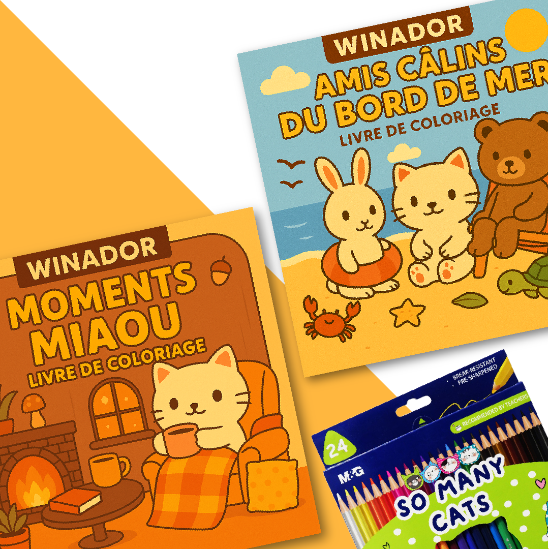 PACK: 2 Livres de Coloriage + 24 Crayons De Coloriage