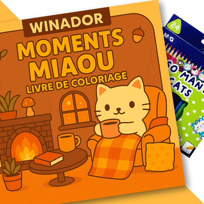 Moments Miaou: Livre de Coloriage Des Amis Chats + 24 Crayons De Coloriage