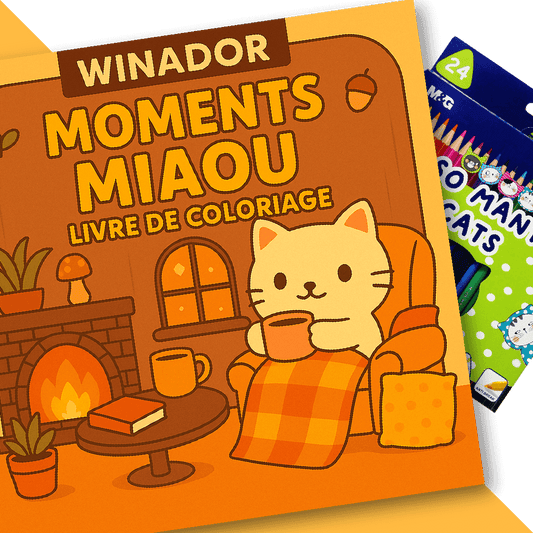 Moments Miaou: Livre de Coloriage Des Amis Chats + 24 Crayons De Coloriage