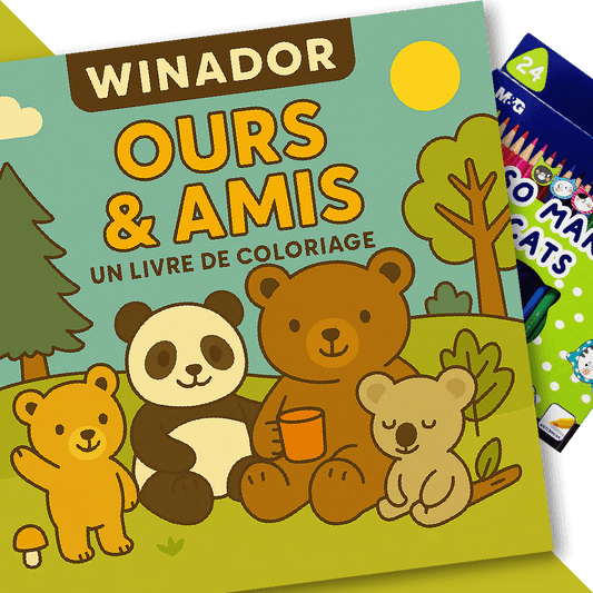Ours et Amis: Livre de coloriage des copains ours + 24 Crayons De Coloriage