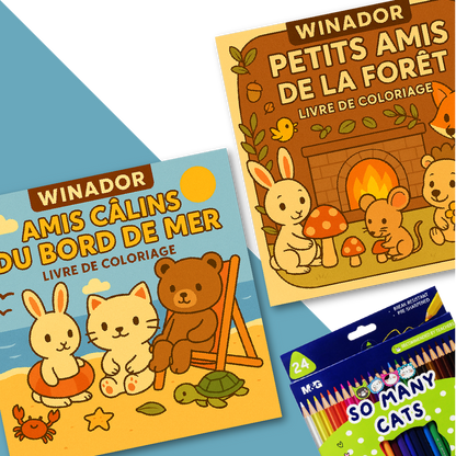 PACK: 2 Livres de Coloriage + 24 Crayons De Coloriage
