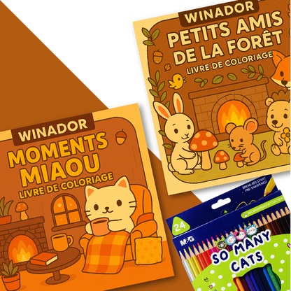 PACK: 2 Livres de Coloriage + 24 Crayons De Coloriage