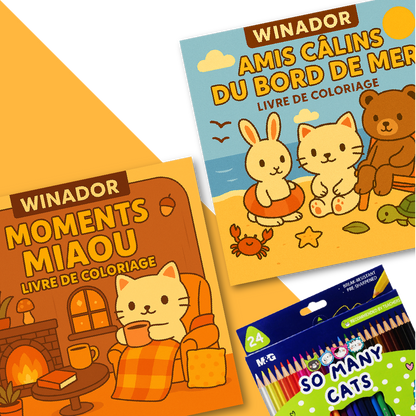 PACK: 2 Livres de Coloriage + 24 Crayons De Coloriage